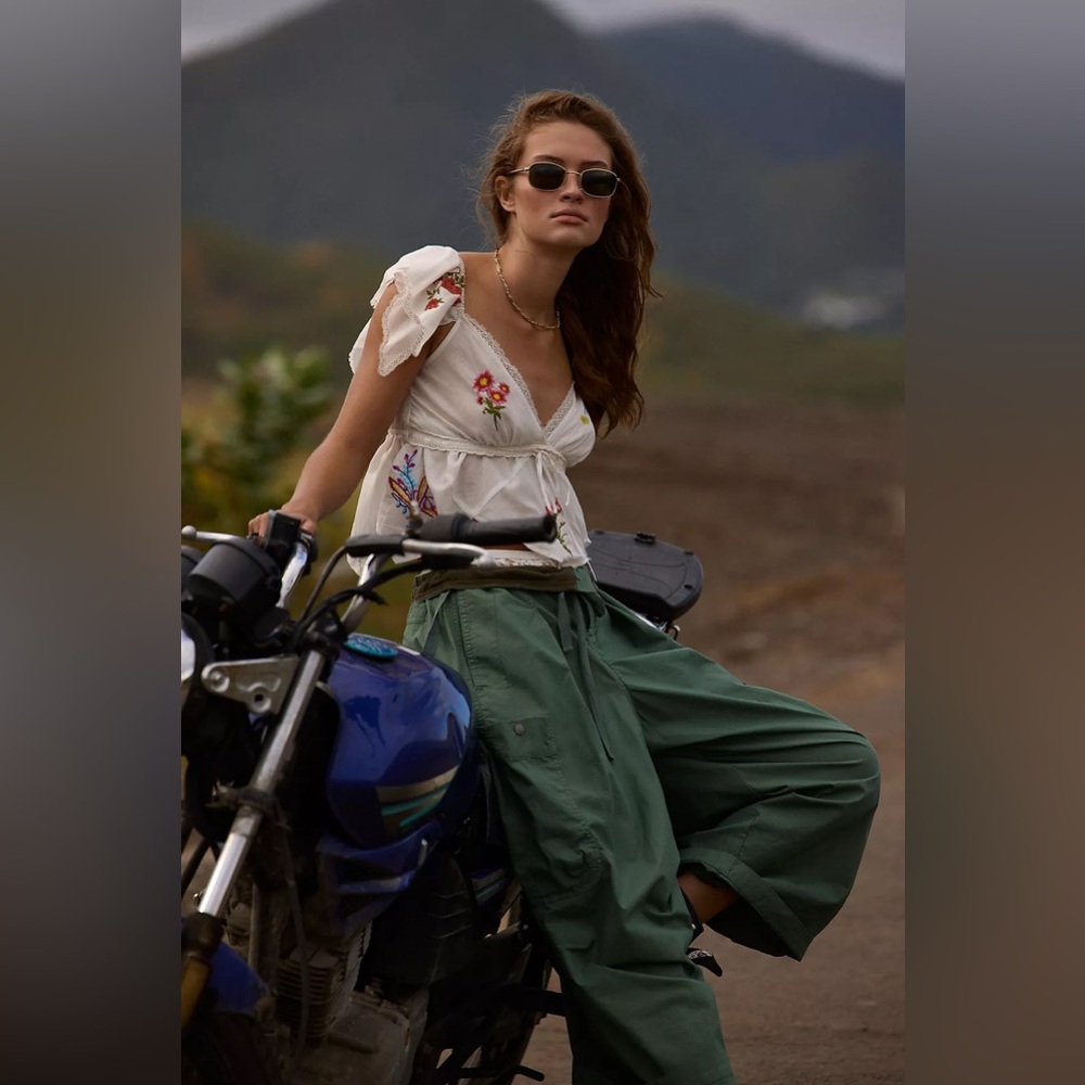 Anthropologie Green Slouchy Cargo Pants